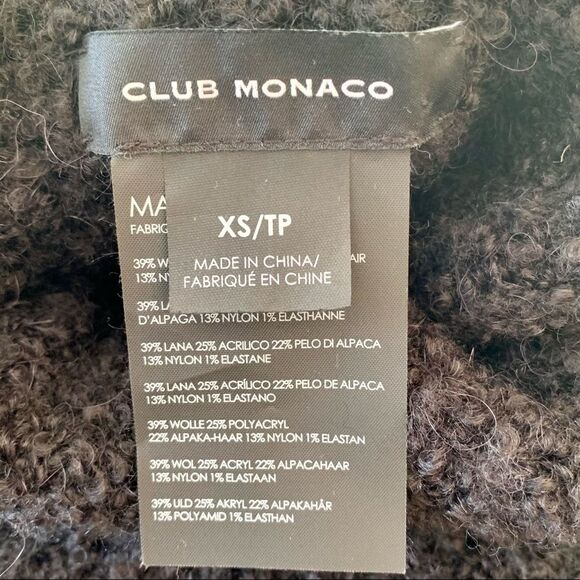 Club Monaco Black Sleeveless Turtleneck Sweater Wool Blend Side Snaps XS - Picture 11 of 14